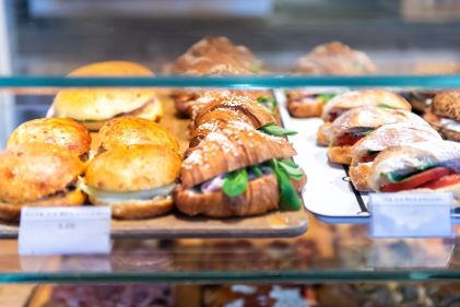 Close up image, Paris bakery foods, Marché des Enfants Rouge.