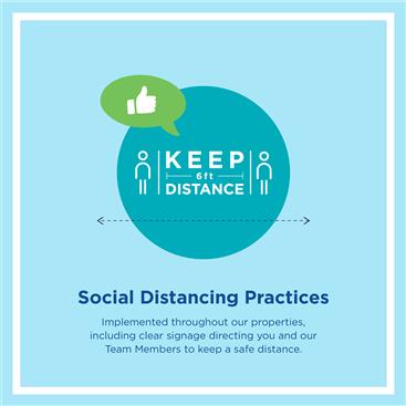 Hilton CleanStay Graphic promoting social distancing to stay safe and health while traveling with Hilton Grand Vacations.