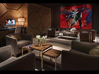Interior shot of artwork displayed in the stylish Owners Lounge at The Quin by Hilton Club in New York City. 