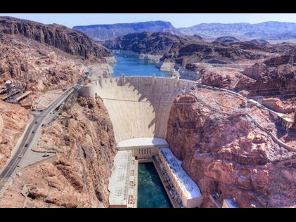 Aerial shot of Hover Dam in Las Vegas, Nevada. 