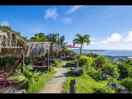 Beach side cabanas at The Beach Resort Sesoko by Hilton Club, Okinawa, Japan. 