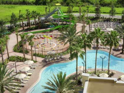Outdoor pool at Las Palmeras, a Hilton Grand Vacations Club in Orlando, Florida