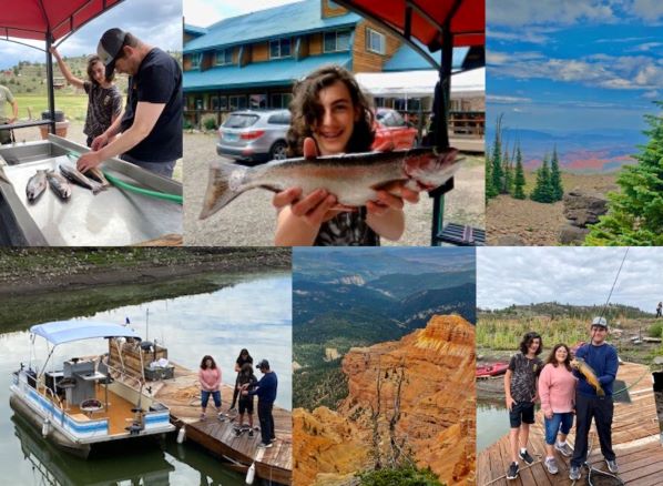 A collage of vacation photos from Hilton Grand Vacations Owner Bruce and his family in Brian Head, Utah