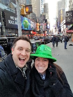 Hilton Grand Vacations Owners happily posing, St. Patricks Day Parade, New York, New York. 