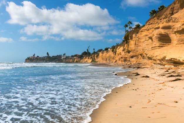 Beach along the coast of California near San Diego