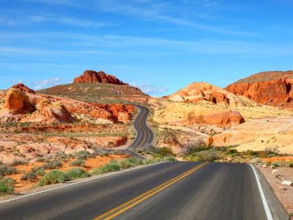 Road through Red Rock Canyon National Conservation Area near Las Vegas