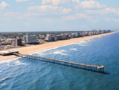 Beach and pier at Virginia Beach, Virginia