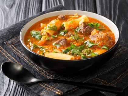 A bowl of joumou, a type of Haitian stew