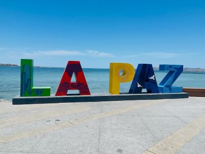 Colorful sign for La Paz in Cabo, Mexico