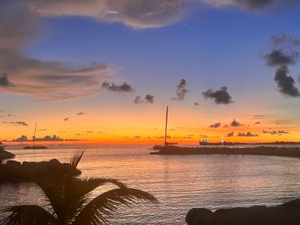 Beach in Sint Maarten at sunset