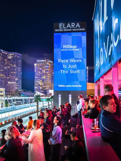 Spectators watch the FORMULA 1 HEINEKEN SILVER LAS VEGAS GRAND PRIX from the HGV Clubhouse