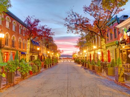 Old Town Alexandria in Virginia, near Washington, D.C., at sunset in the fall