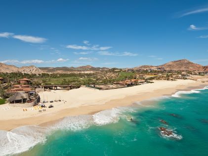 Aerial view of expansive beaches at Los Cabos, Mexico