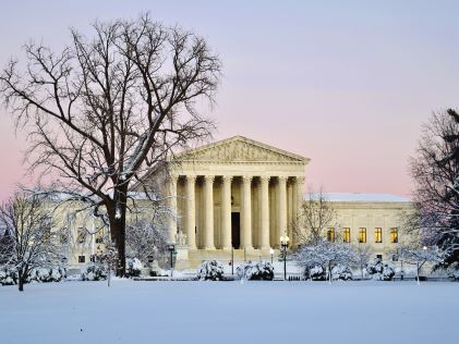 Winter in Washington, D.C., outside the Supreme Court