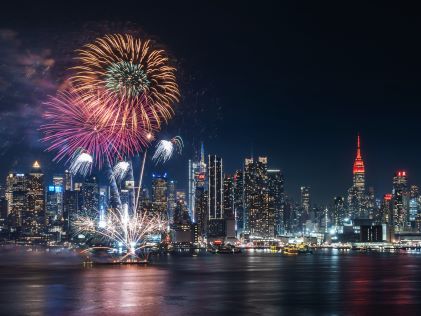 Fireworks along New York City's skyline