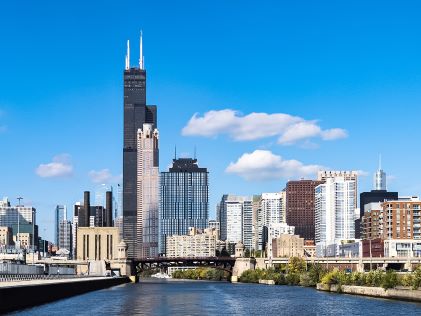 Chicago skyline on a sunny day