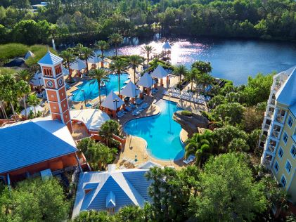 Beautiful aerial view, Orlando resort, SeaWorld Orlando, a Hilton Grand Vacations Club, Florida. 