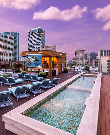 Rooftop pool at Hokulani Waikiki, a Hilton Grand Vacations Club