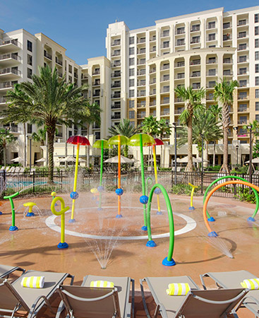 Kids water play areas at Las Palmeras, a Hilton Grand Vacations Club