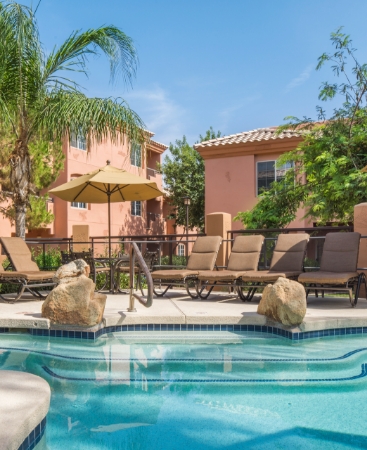 Pool at Scottsdale Villa Mirage, a Hilton Vacation Club located in Scottsdale, Arizona.