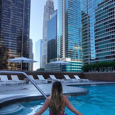 Pool with a view of downtown Chicago Magnificent Mile, a Hilton Grand Vacations Club located in Illinois.