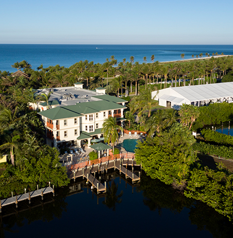 Aerial view of Harbourview Villas at South Seas Island Resort located at Captiva Island, Florida. 