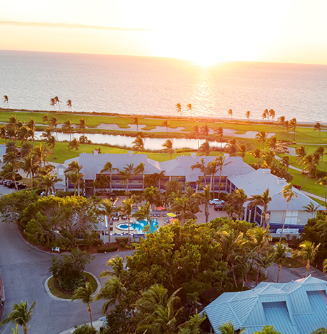 Overhead view of Shell Island Beach Club Resort located on Sanibel Island, Florida